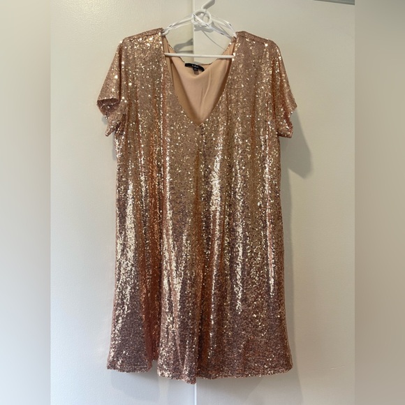 Champagne Sequin Shift Dress - Picture 1 of 2